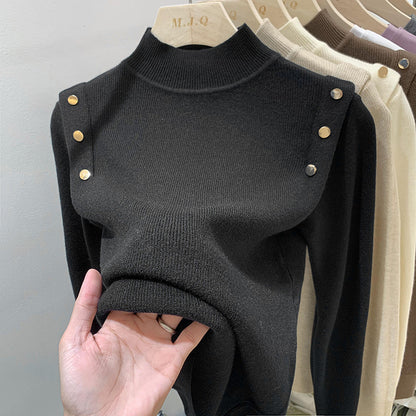 Thickened Half-high Collar Sweater Pullover Long Sleeve Knitted Bottoming Shirt