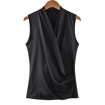 Satin Vest Women's Sleeveless V-neck Top
