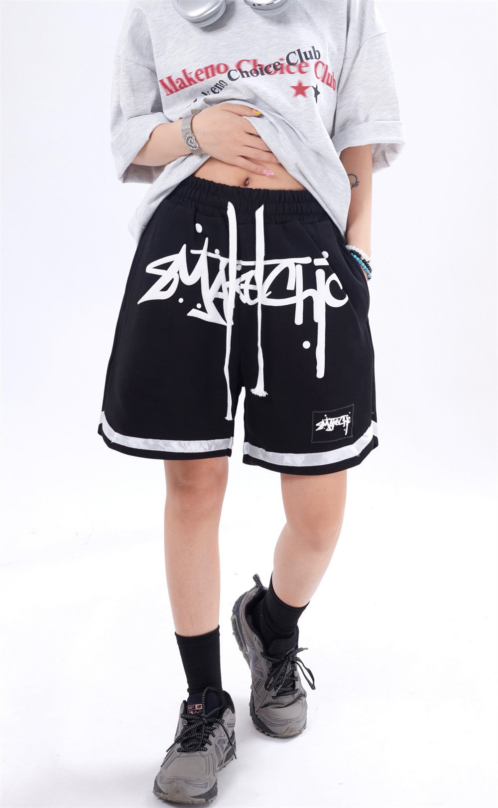 Gothic Lettered Casual Shorts For Men And Women
