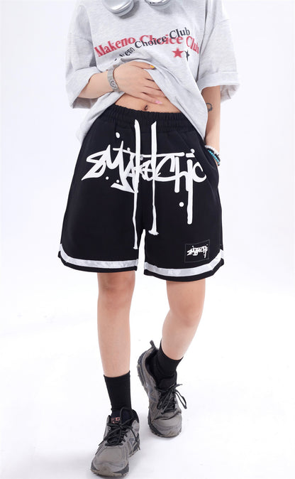 Gothic Lettered Casual Shorts For Men And Women