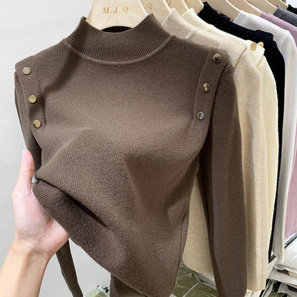 Thickened Half-high Collar Sweater Pullover Long Sleeve Knitted Bottoming Shirt