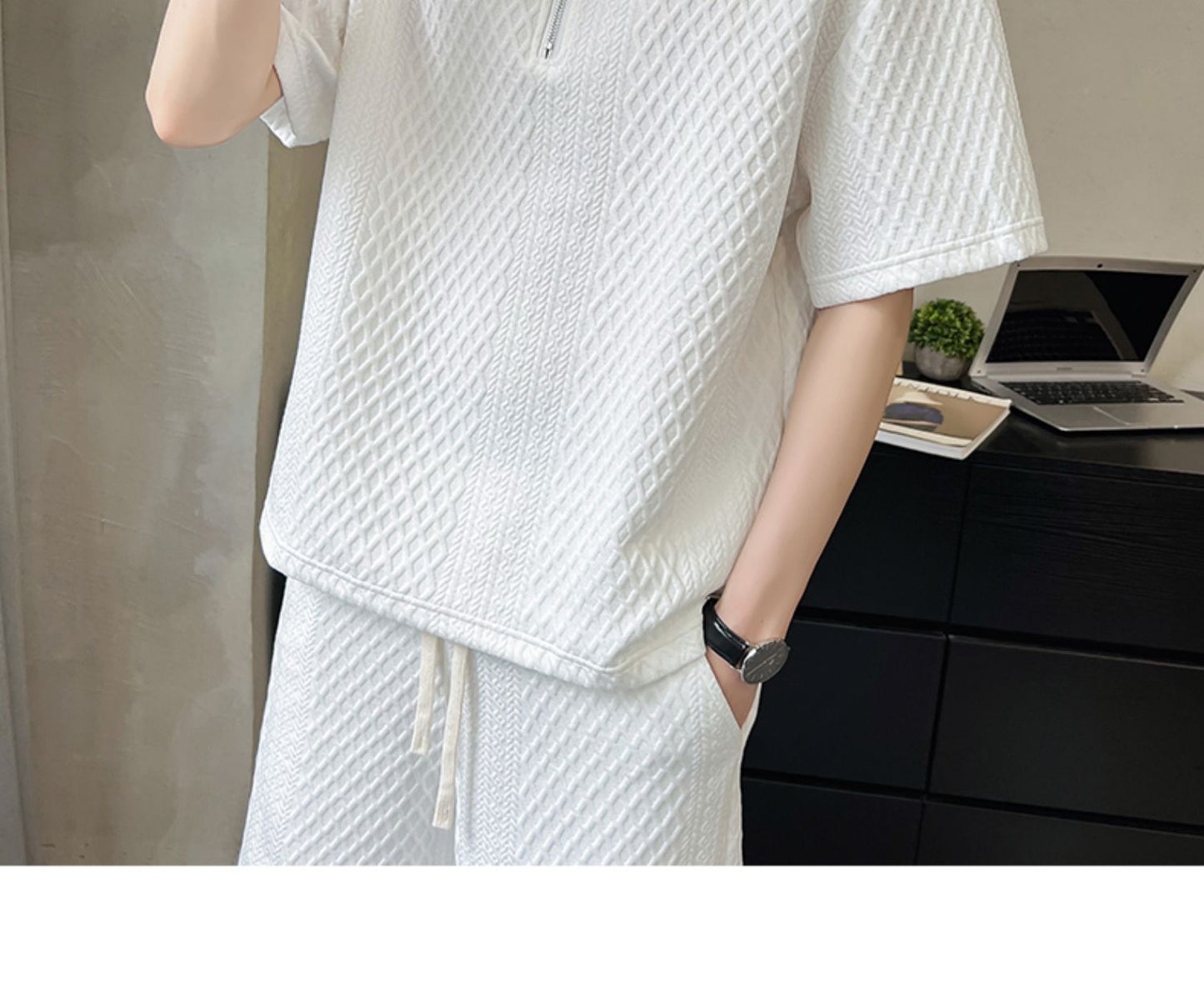 Men's Summer Light Luxury Short-sleeved Shorts Suit