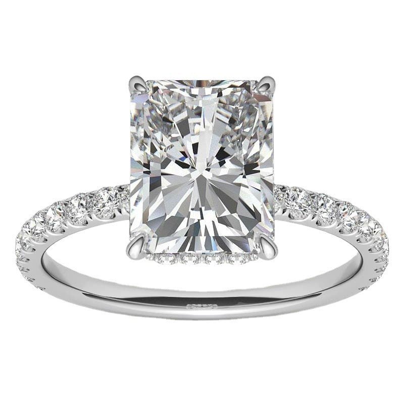 4 Karat Radiant925 Silver Moissanite Ring