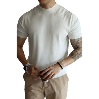 Knitwear Men's Solid Color Slim-fit Commute Breathable T-shirt
