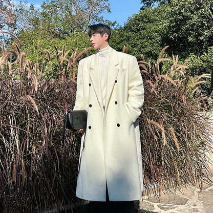 Double Breasted Temperament Woolen Coat Two Colors