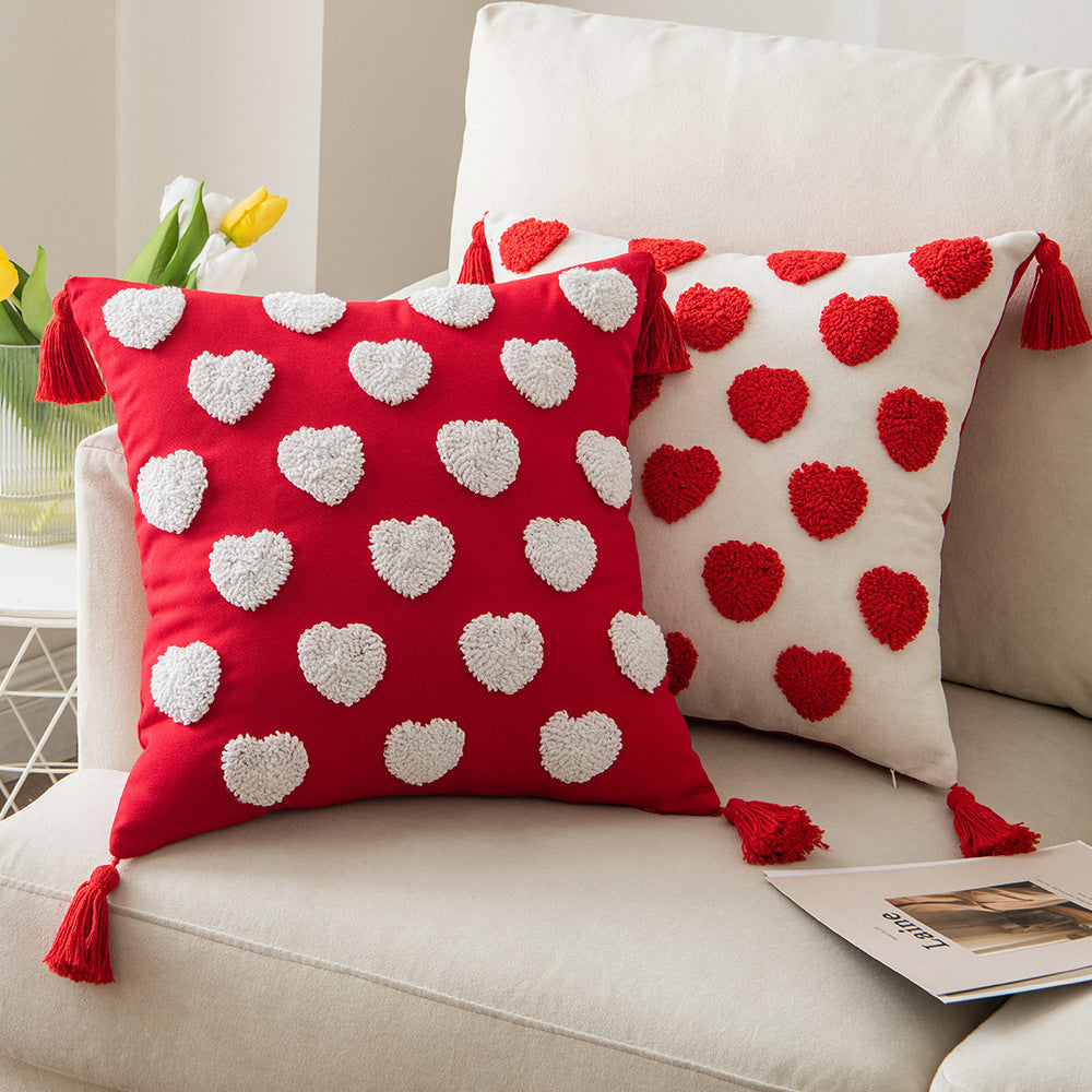 Cotton Embroidered Love Pillow Cover
