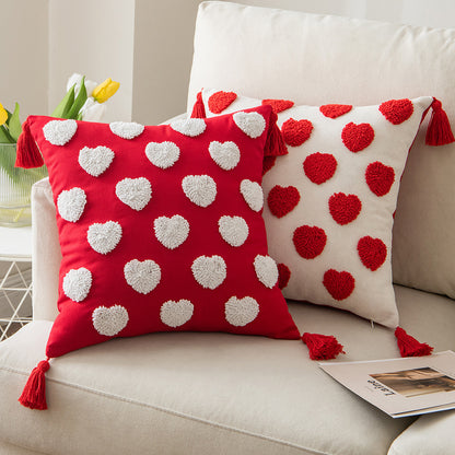 Cotton Embroidered Love Pillow Cover