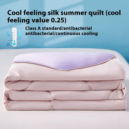 Pure Color Cool Silk Summer Blanket Airable Cover Single Double Summer Ice Cream Ice Silk Summer Quilt Machine Washable Thin Duvet