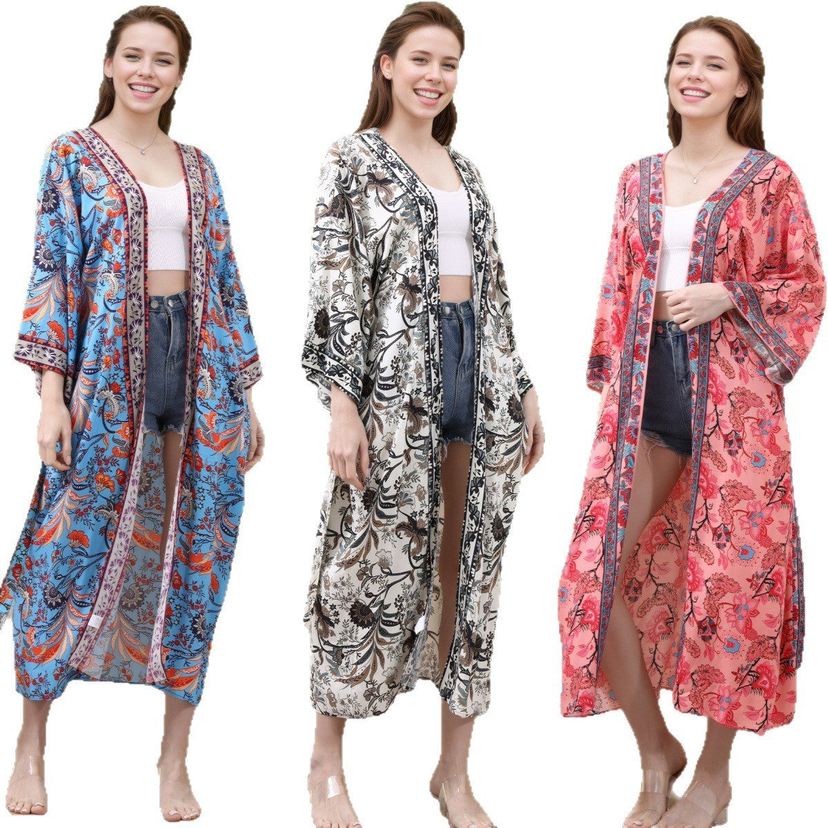 Sunscreen Cotton Printed Thin Beach Bikini Women's Overall