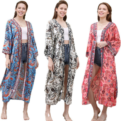 Sunscreen Cotton Printed Thin Beach Bikini Women's Overall