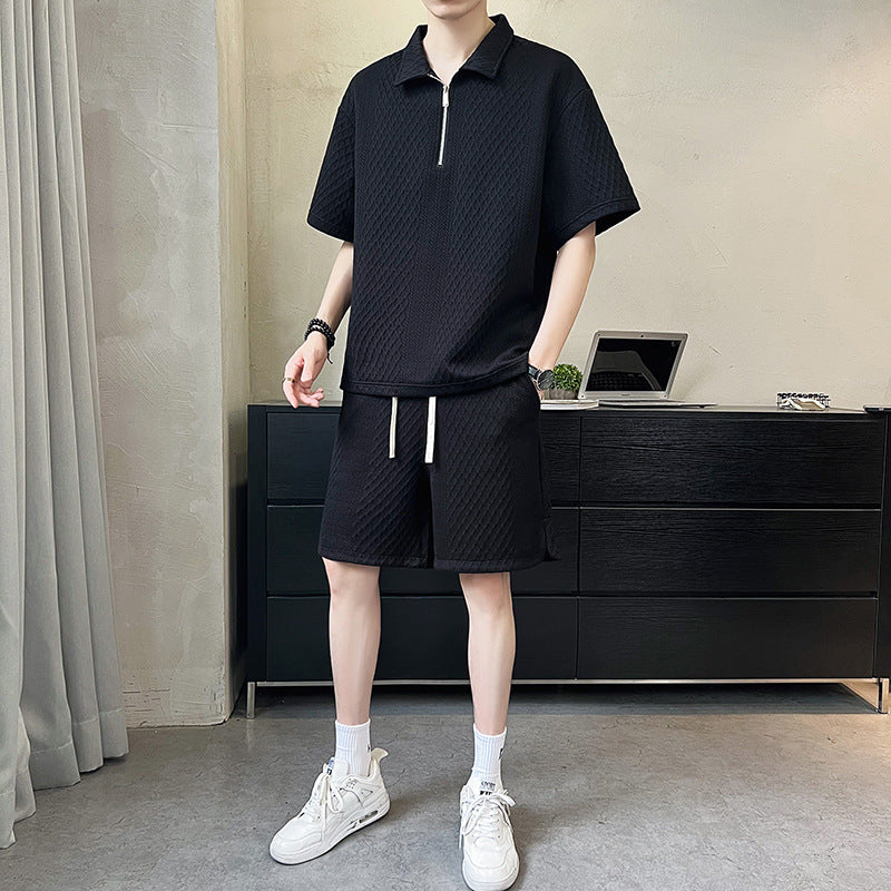 Men's Summer Light Luxury Short-sleeved Shorts Suit