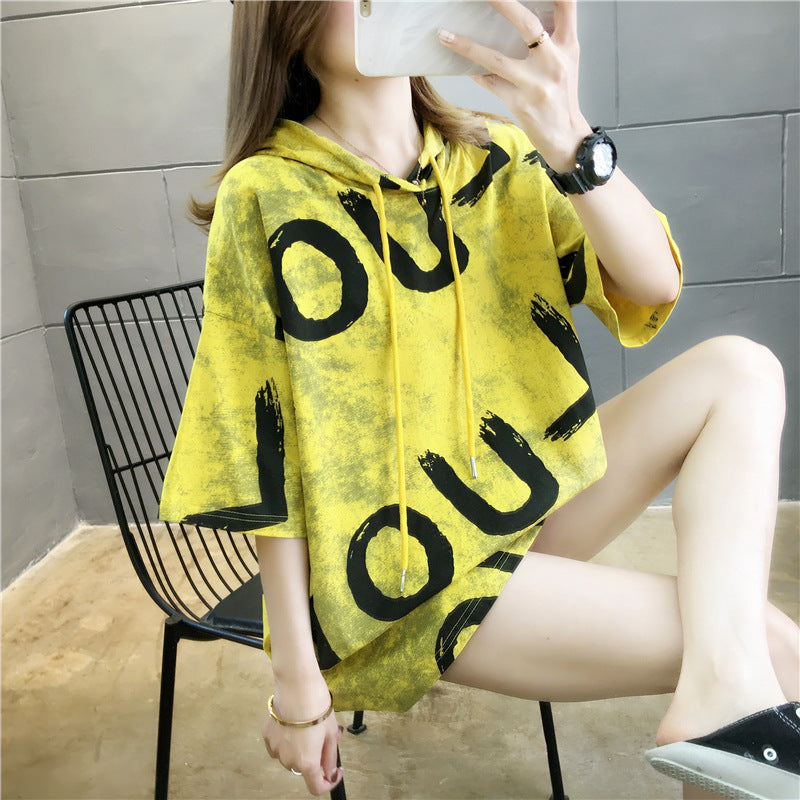 Medium long cotton T-shirt