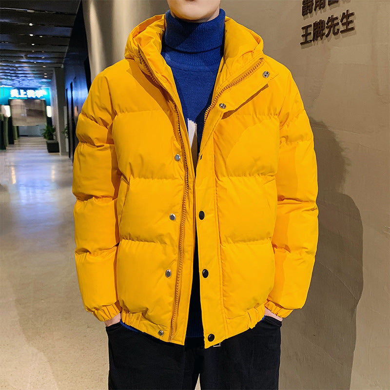 Hooded thick solid color cotton jacket