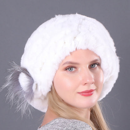 New Korean Rex Rabbit Hair Hat For Women