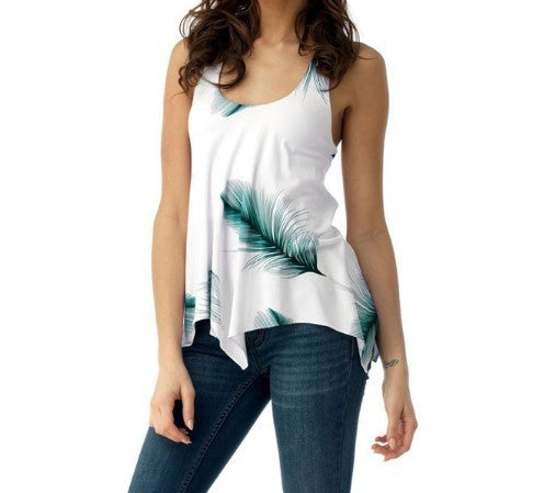 Women's Backless Lace-up Leaf Print Top