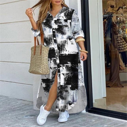 Irregular print shirt skirt