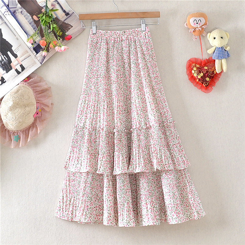 Little Daisy Skirt Women's Mid-length Floral Chiffon Skirt Cake Skirt