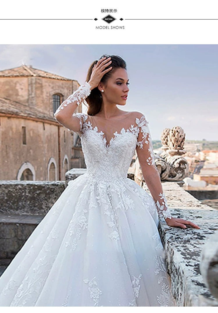 Retro Thin V-neck Long Sleeve Dress