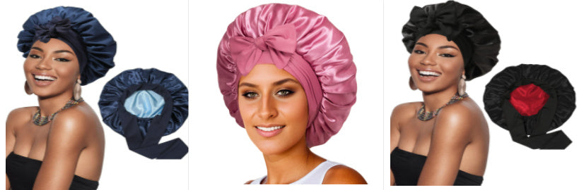 Double-layer Satin Ribbon Round Cap Bow Artificial Silk Beauty Hair Care Wide-brimmed Hat