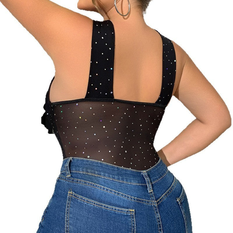 Free Plus Size European And American Fishnet Clothes One-piece