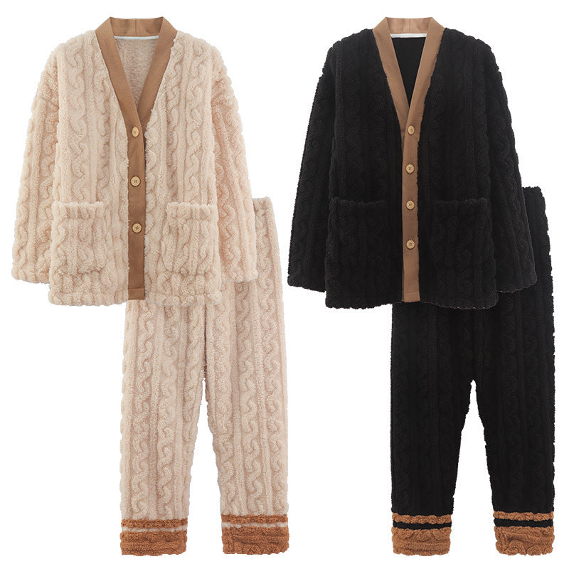Warm And Fleece Thickened Flannel Home Service Suit