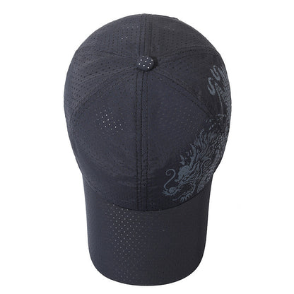 Hat Men's Chinese Style Printed Dragon Baseball Cap Polyester