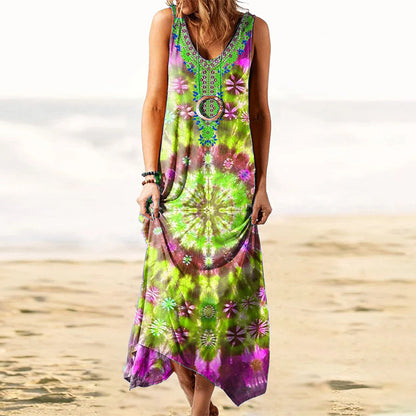 Loose Printed Vest Dress For Women