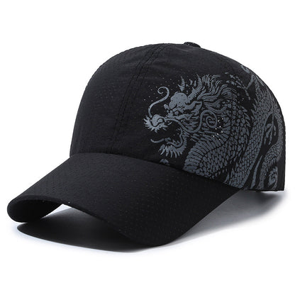 Hat Men's Chinese Style Printed Dragon Baseball Cap Polyester