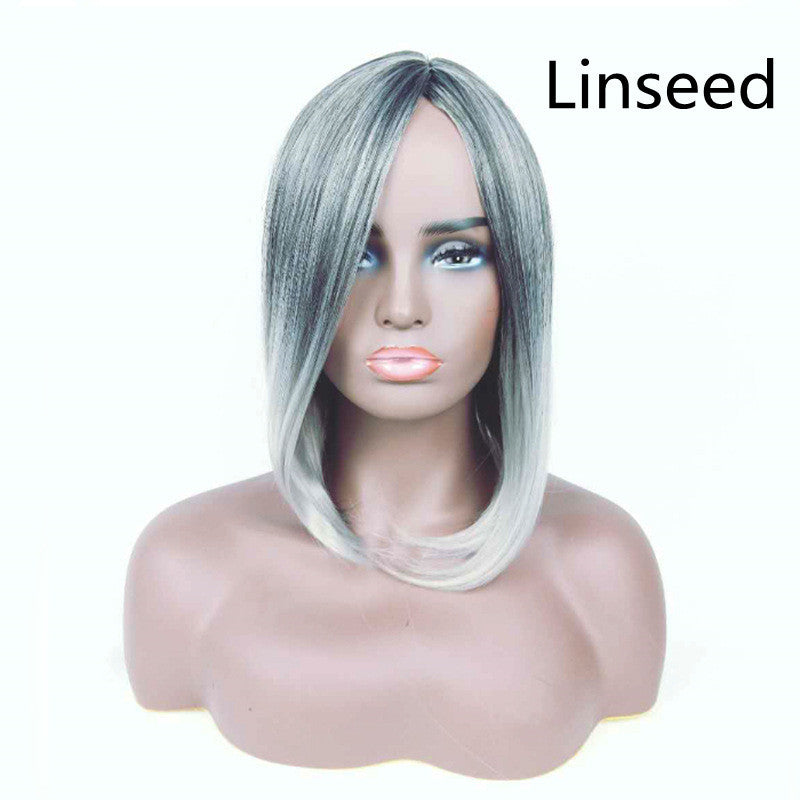 Female Long Straight Hair Gradient High Temperature Chemical Fiber Headgear