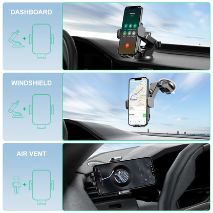 Wireless Car Charger, Fast Charging 15W Auto Clamping Car Charger Phone Holder Phone Mount