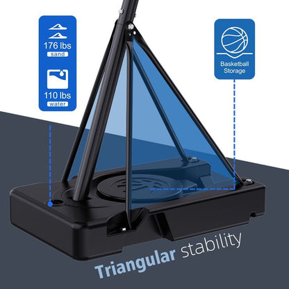 TotheCORE Basketball Stand 7.55-10.00 Ft Adjustable Portable Basketball Hoop & Goal PC Backplate, Large Base & Wheels