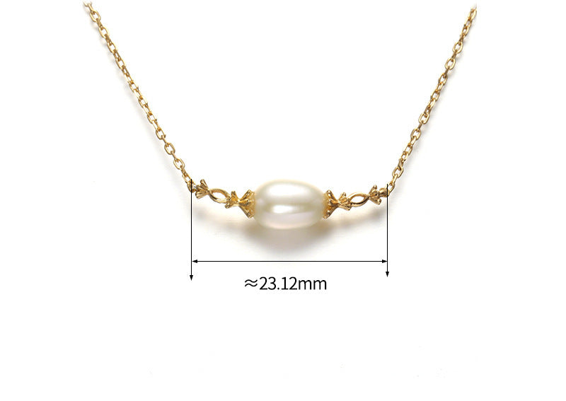 Silver Vintage Pearl Pendant Necklace Women's Simple