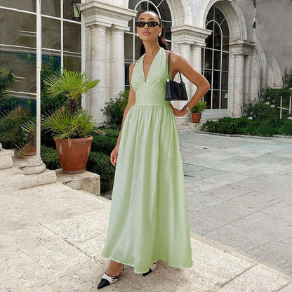 Halter Lace-up Backless Long Dress