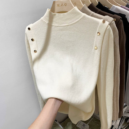 Thickened Half-high Collar Sweater Pullover Long Sleeve Knitted Bottoming Shirt