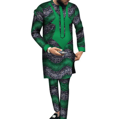 Cotton Batik Print Men's Trousers And T-Shirt Set