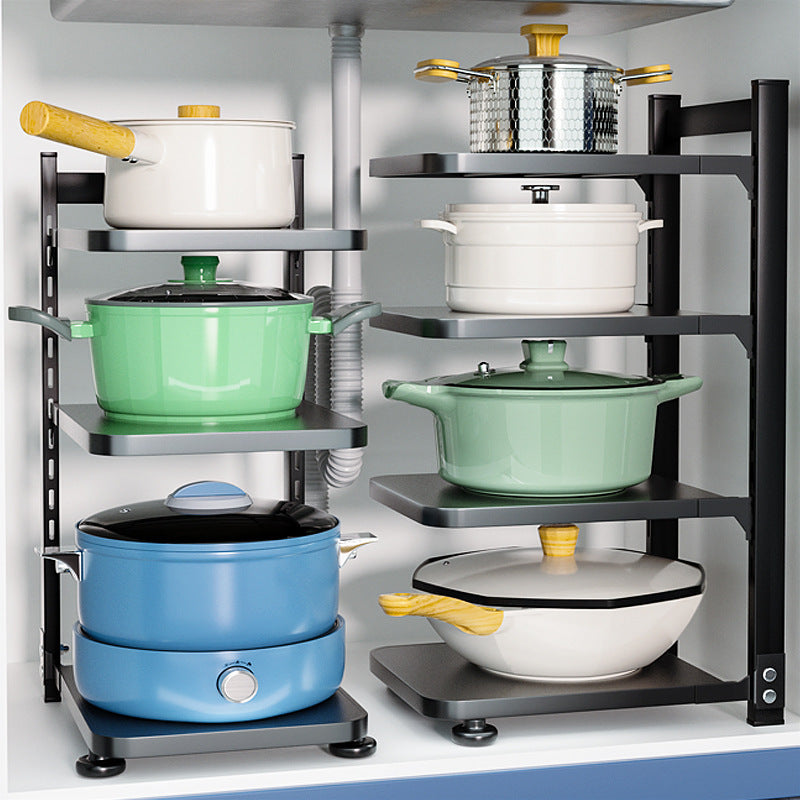 Non-perforated Kitchen Shelving Household Sink Pot Storage Pot Rack