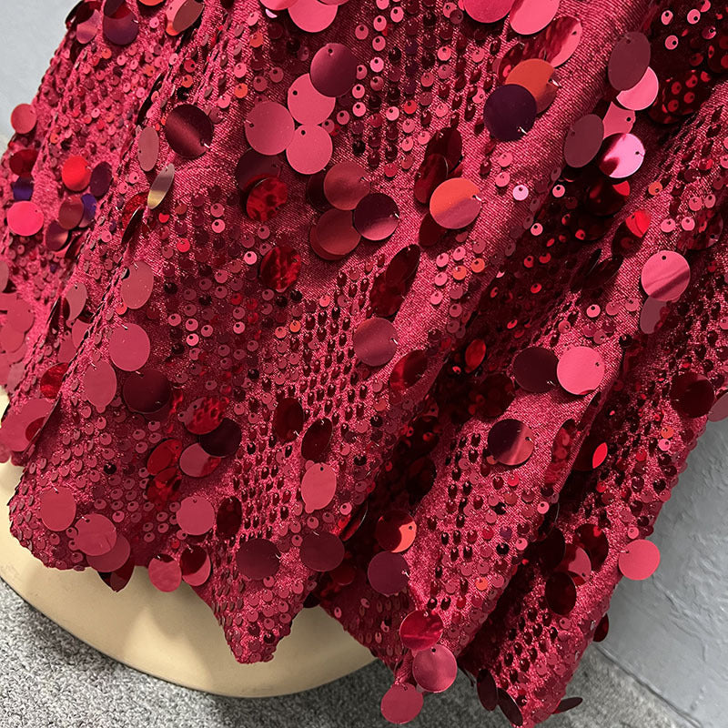 Fashion Slim-fit Velvet Sequined Evening Dress