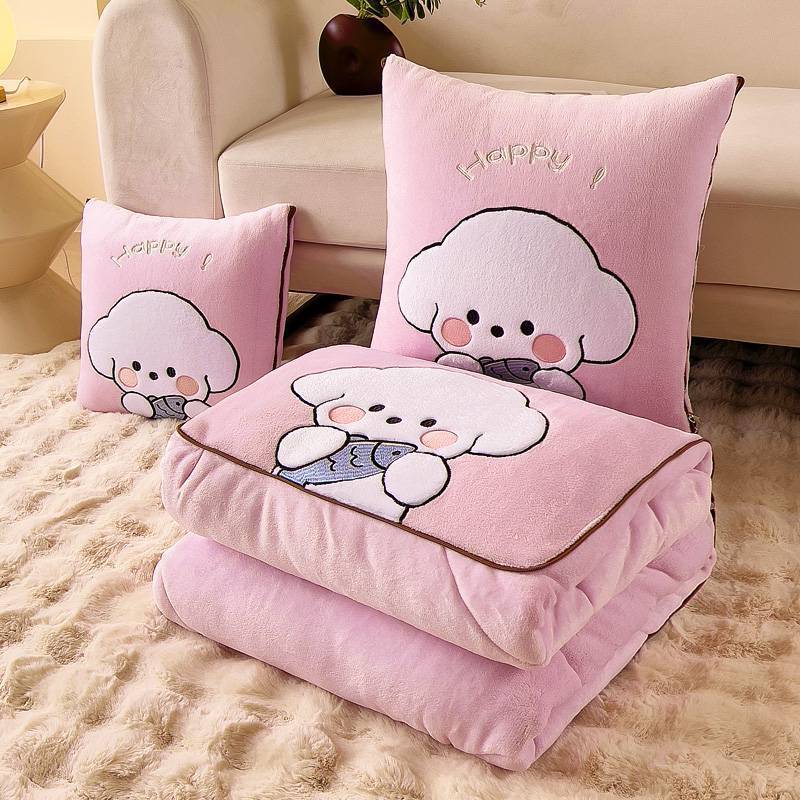 Milk Fiber Cute Dog Multifunctional Pillow Quilt