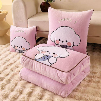 Milk Fiber Cute Dog Multifunctional Pillow Quilt