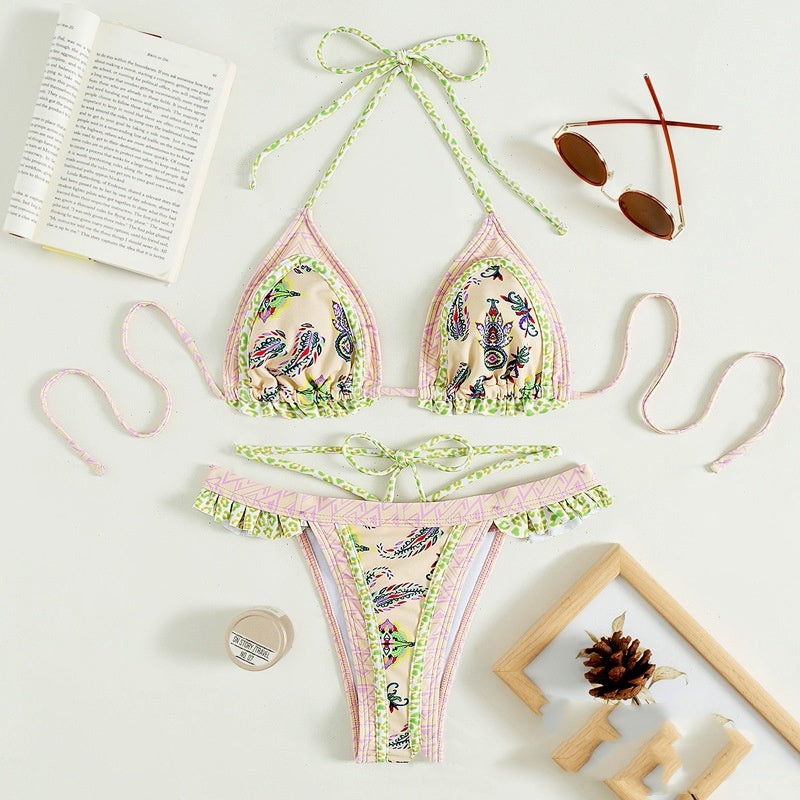 Yellow Banded Bikini Tight Three-point Swimsuit