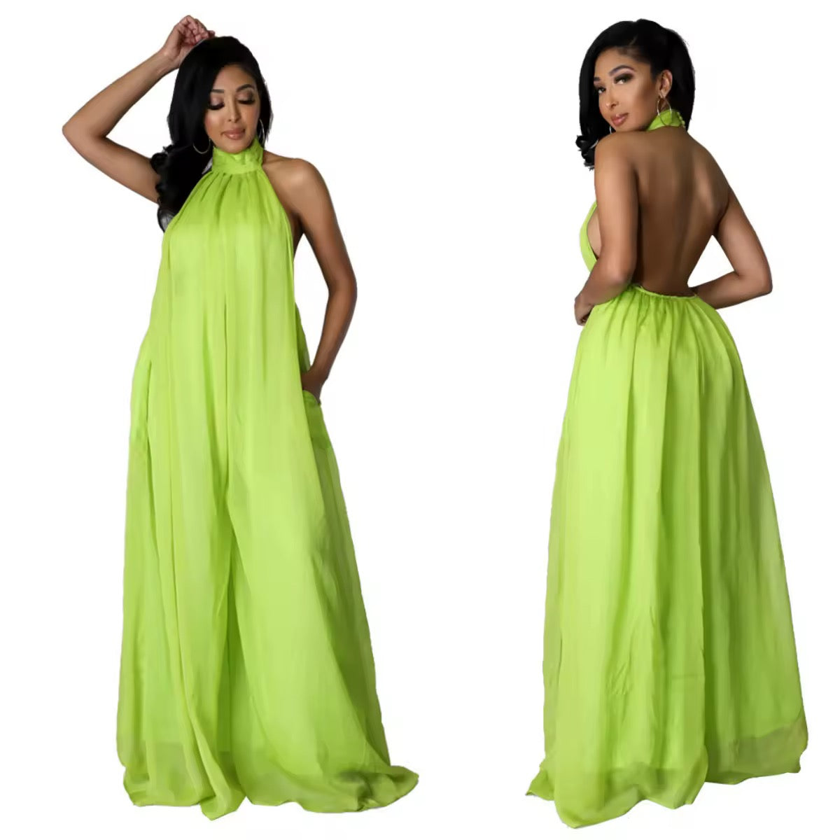 Casual Chiffon Loose Backless Women s Jumpsuit