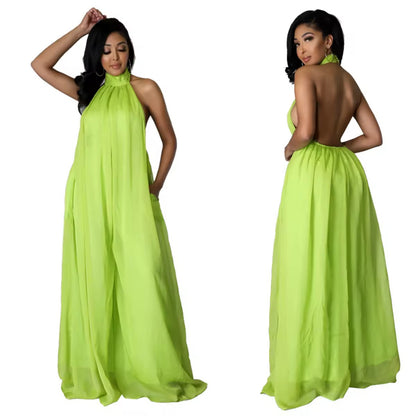 Casual Chiffon Loose Backless Women s Jumpsuit