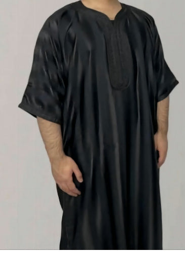 New Striped Robe Mid-sleeve Embroidered Robe