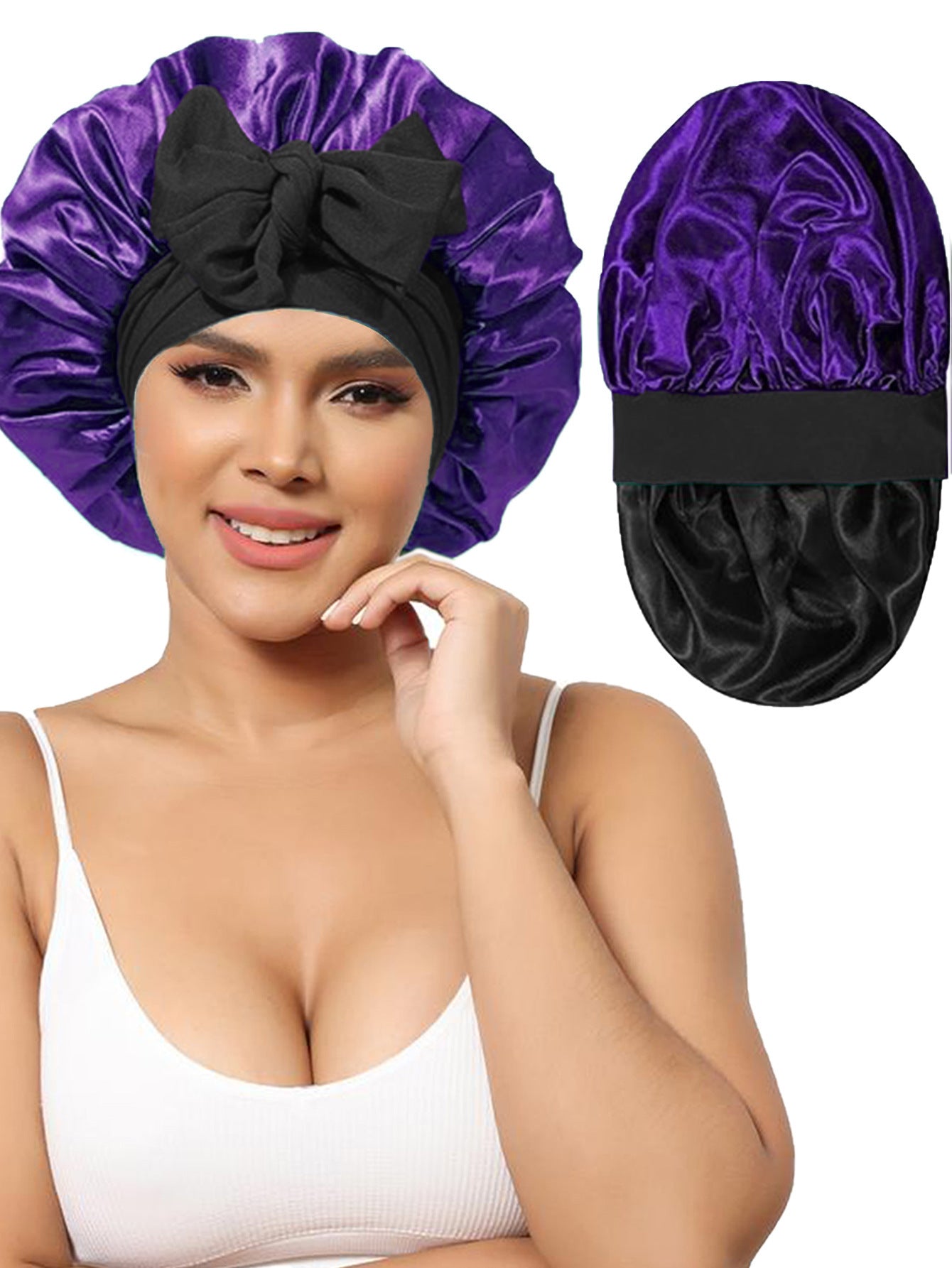 Double-layer Satin Ribbon Bowknot Artificial Silk Beauty Toupee