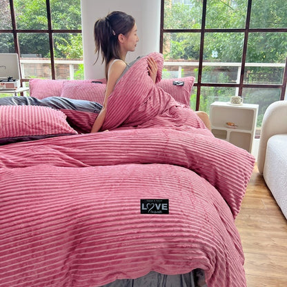 Flannel Double-sided Velvet Duvet Cover For Winter