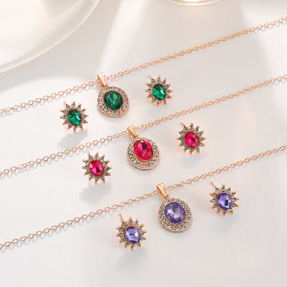 Female SUNFLOWER Earrings And Necklace Set