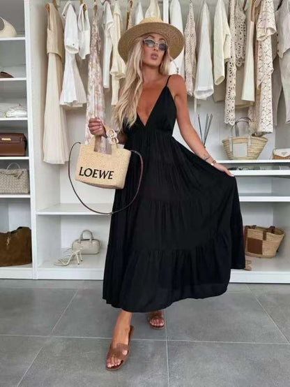 European And American Summer Sexy Fashion Suspenders Stitching Dress Women