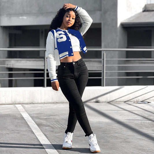 Women's Solid Color Stitching Fashion Baseball Jacket