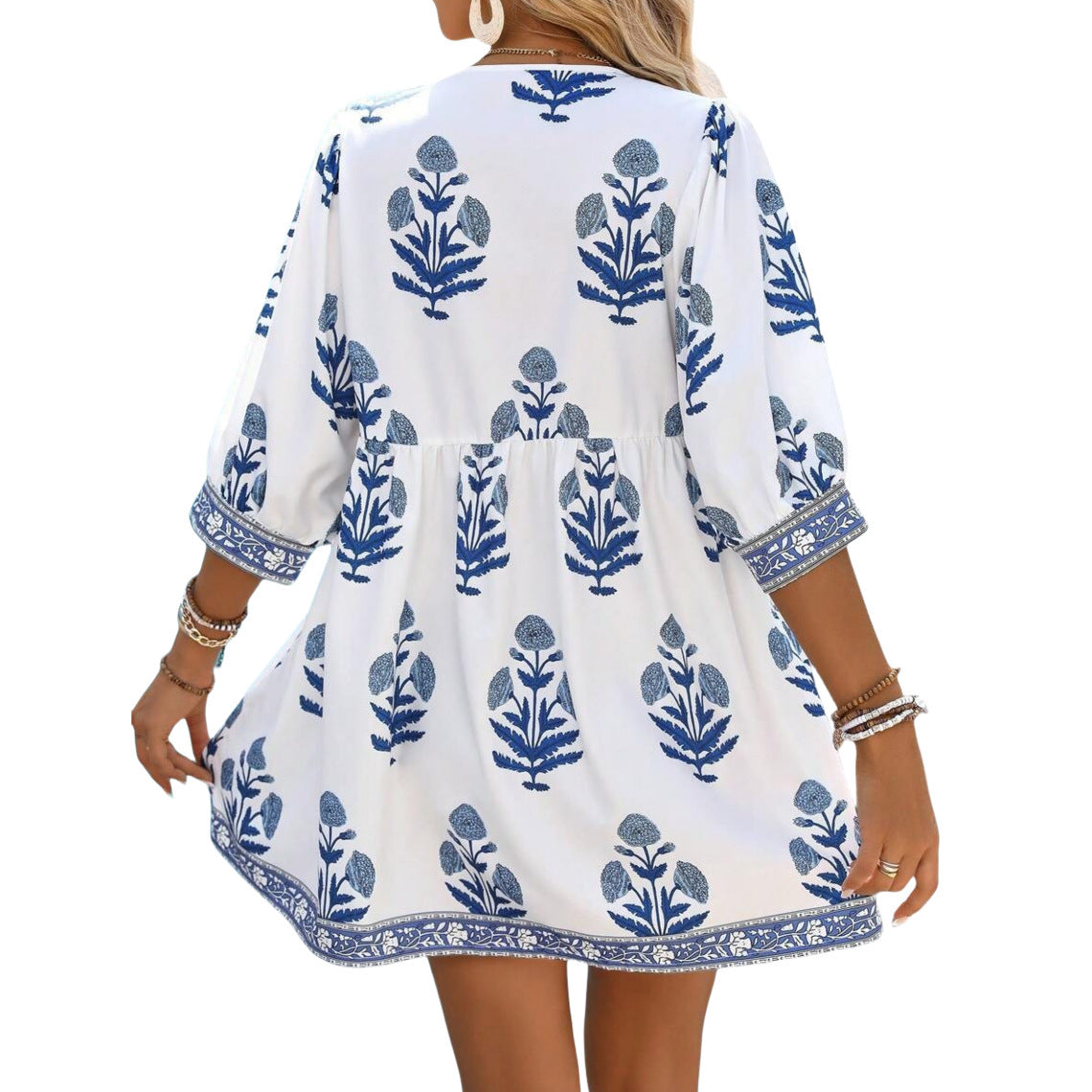 Summer Women's Casual Plant Printing Festival Holiday Dress