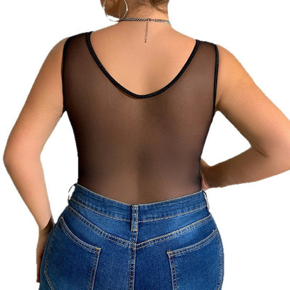 Black Hot Girl Rhombus Lace Slim Fit Patchwork European And American Style Lace Sexy Siamese Top